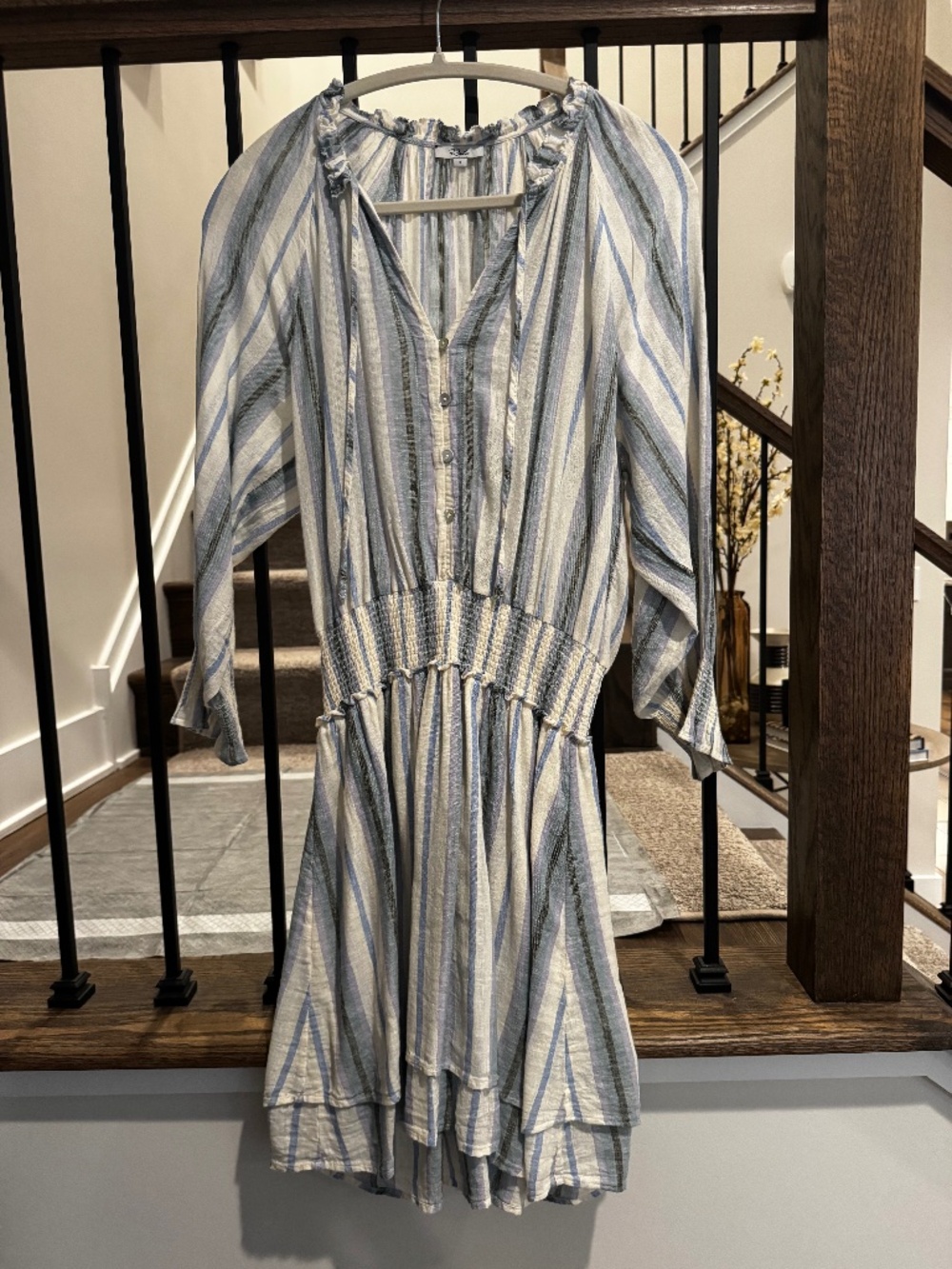 Rails Crystal Striped smocked waist dress.